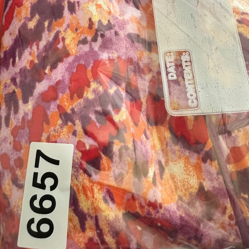 Alex Marie Sheath Dress Womens 14 Purple Pink Orange Abstract Print Sleeveless - Picture 14 of 14